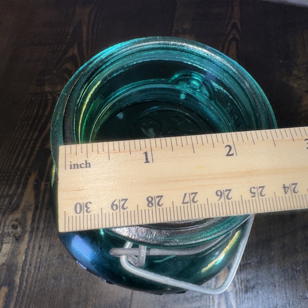 Vintage‎ Ball Ideal Blue Glass Canning Jar w/ Wire Closure, 9.5" tall - NO lid - Picture 8 of 12